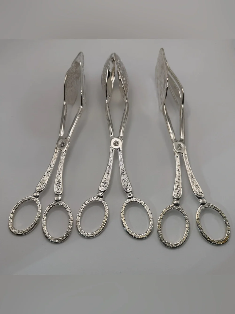 Ornate Silver Serving Tongs - Decorative Home Dining Serveware